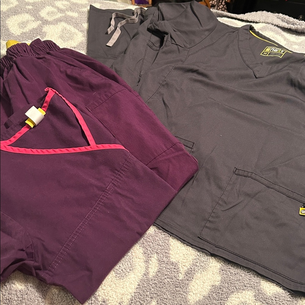 Wink Purple and Grey Scrub sets. XS
